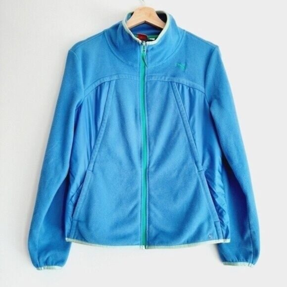 PUMA Soft Fleece Full Zip-up Light Jacket Blue Sz L - Picture 2 of 8